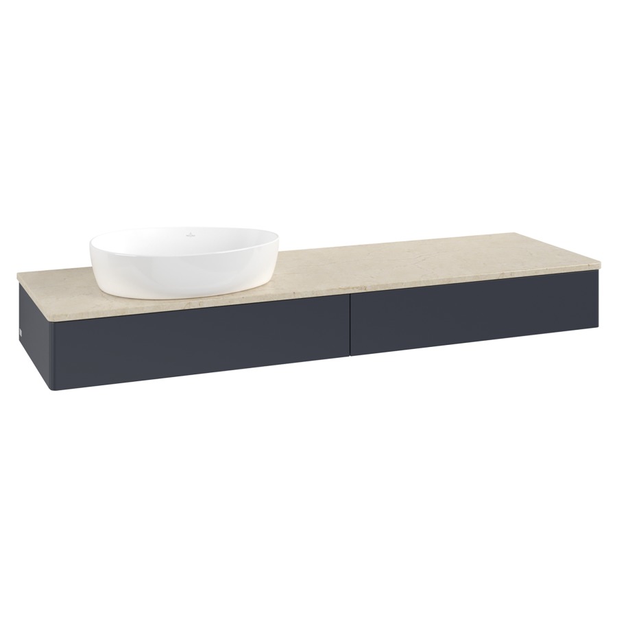 Élément inférieur  Antao
160 x 19 x 50 cm
2&nbsp;éléments de tiroir, 1&nbsp;tiroir chacune
lavabo à gauche
avec siphon gain de place
avec matériel de fixation
pour 1 lavabo à poser 234171/234172/234173
recouvrement Botticino
sans trou pour robinet