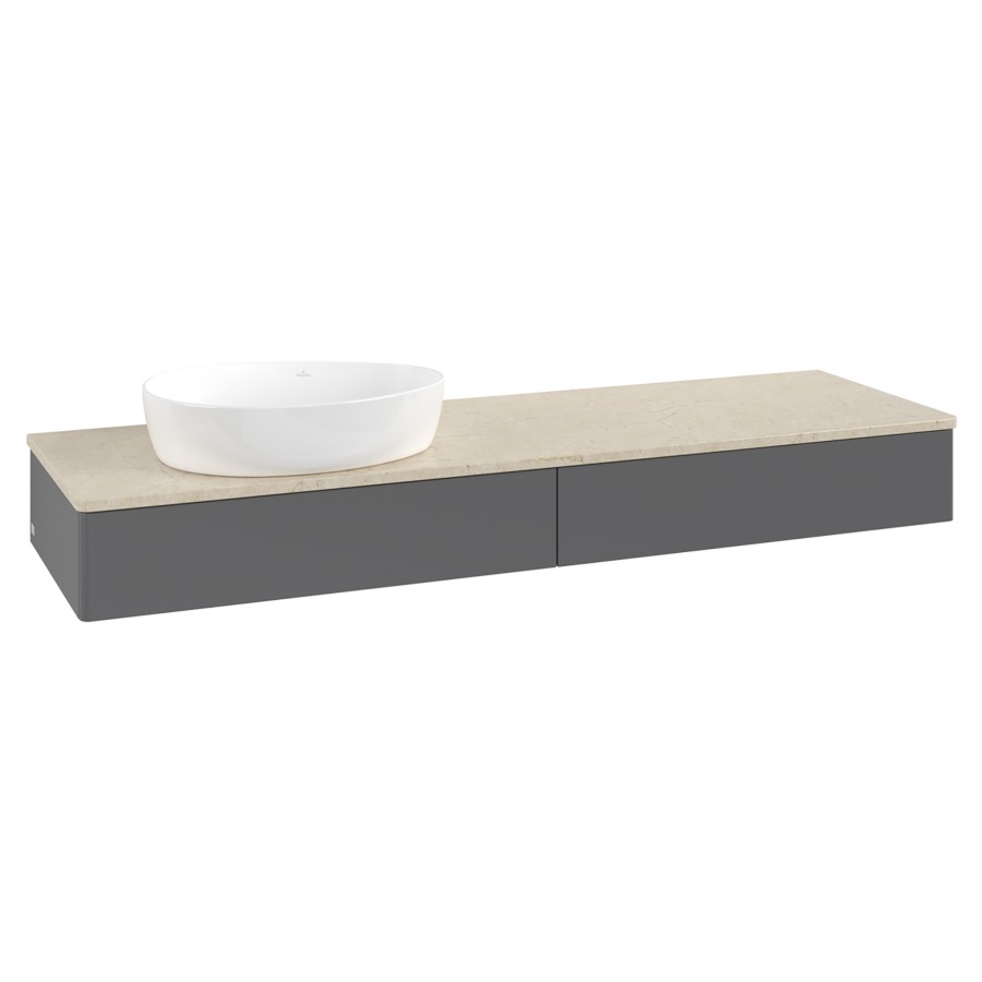 Élément inférieur  Antao
160 x 19 x 50 cm
2&nbsp;éléments de tiroir, 1&nbsp;tiroir chacune
lavabo à gauche
avec siphon gain de place
avec matériel de fixation
pour 1 lavabo à poser 234171/234172/234173
recouvrement Botticino
sans trou pour robinet