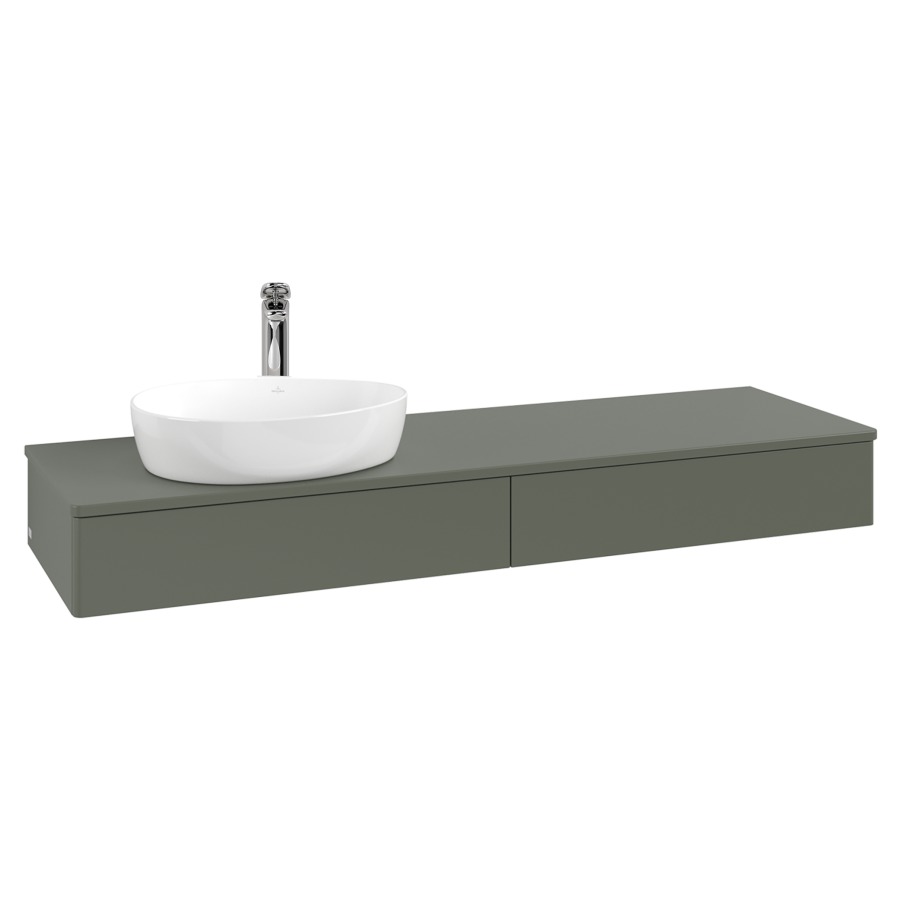 Élément inférieur  Antao
160 x 19 x 50 cm
2&nbsp;éléments de tiroir, 1&nbsp;tiroir chacune
lavabo à gauche
avec siphon gain de place
avec matériel de fixation
pour 1 lavabo à poser 101037/101039/234171
recouvrement avec trou pour robinet