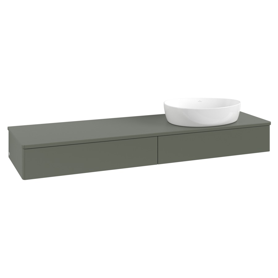 Élément inférieur  Antao
160 x 19 x 50 cm
2&nbsp;éléments de tiroir, 1&nbsp;tiroir chacune
lavabo à droite
avec siphon gain de place
avec matériel de fixation
pour 1 lavabo à poser 234171/234172/234173
recouvrement sans trou pour robinet
