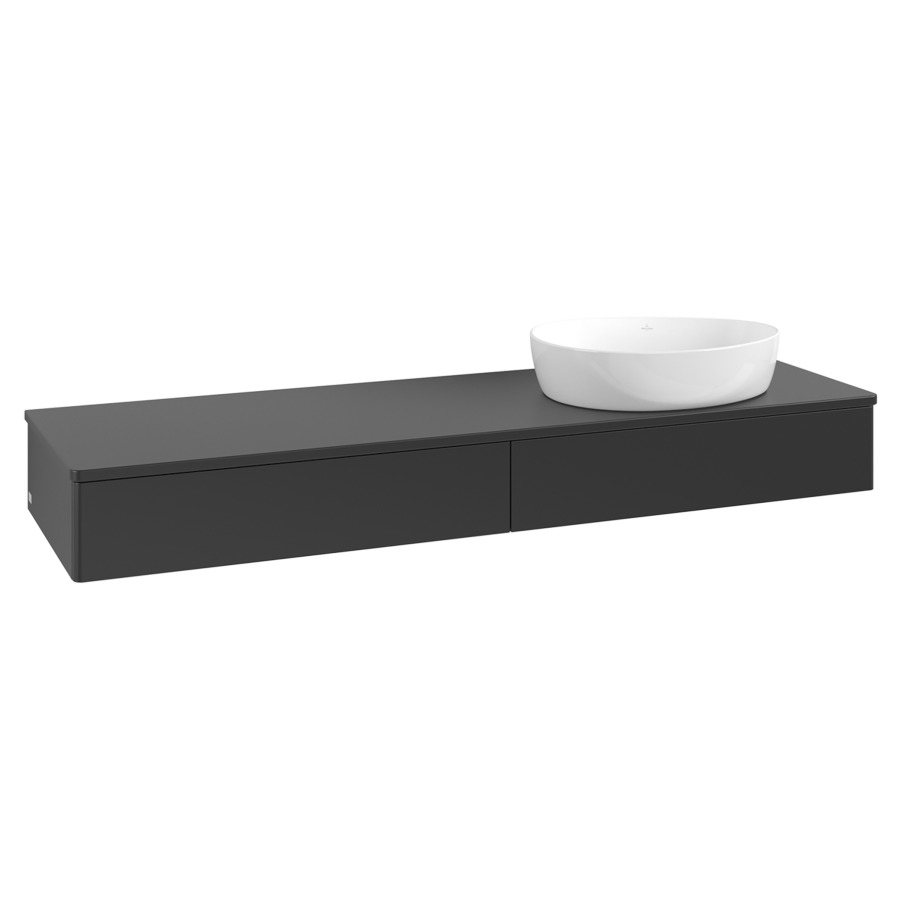 Élément inférieur  Antao
160 x 19 x 50 cm
2&nbsp;éléments de tiroir, 1&nbsp;tiroir chacune
lavabo à droite
avec siphon gain de place
avec matériel de fixation
pour 1 lavabo à poser 234171/234172/234173
recouvrement sans trou pour robinet