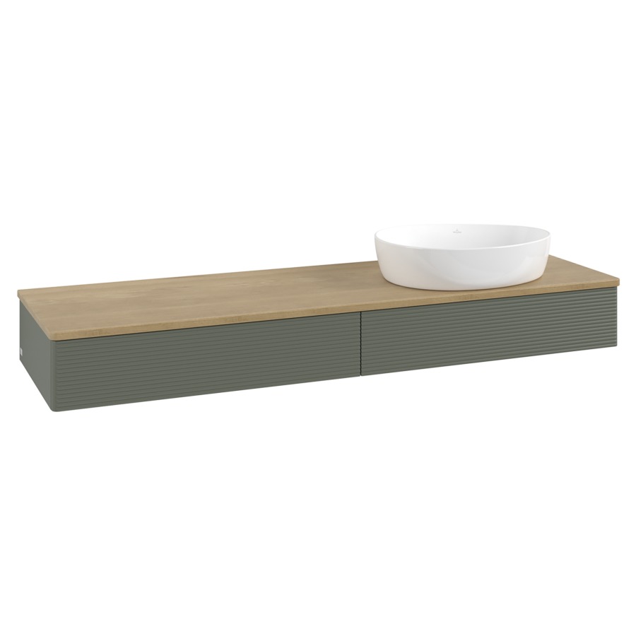 Élément inférieur  Antao
160 x 19 x 50 cm
2&nbsp;éléments de tiroir, 1&nbsp;tiroir chacune
lavabo à droite
avec siphon gain de place
avec matériel de fixation
pour 1 lavabo à poser 234171/234172/234173
recouvrement Honey Oak
sans trou pour robinet
