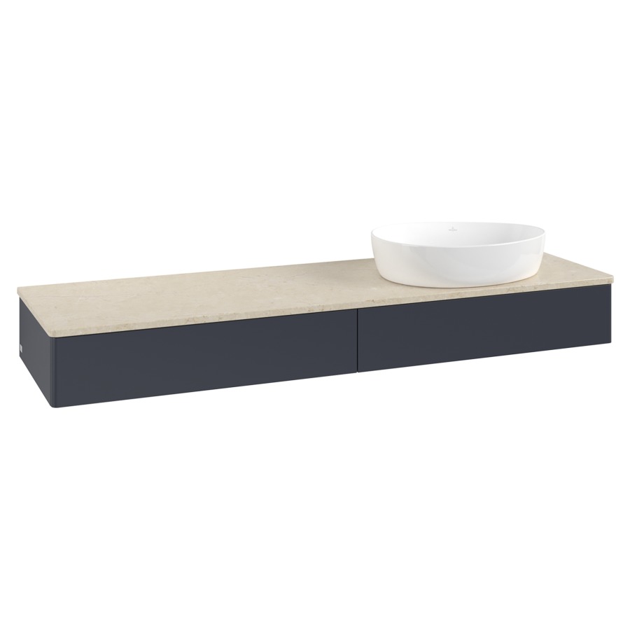 Élément inférieur  Antao
160 x 19 x 50 cm
2&nbsp;éléments de tiroir, 1&nbsp;tiroir chacune
lavabo à droite
avec siphon gain de place
avec matériel de fixation
pour 1 lavabo à poser 234171/234172/234173
recouvrement Botticino
sans trou pour robinet