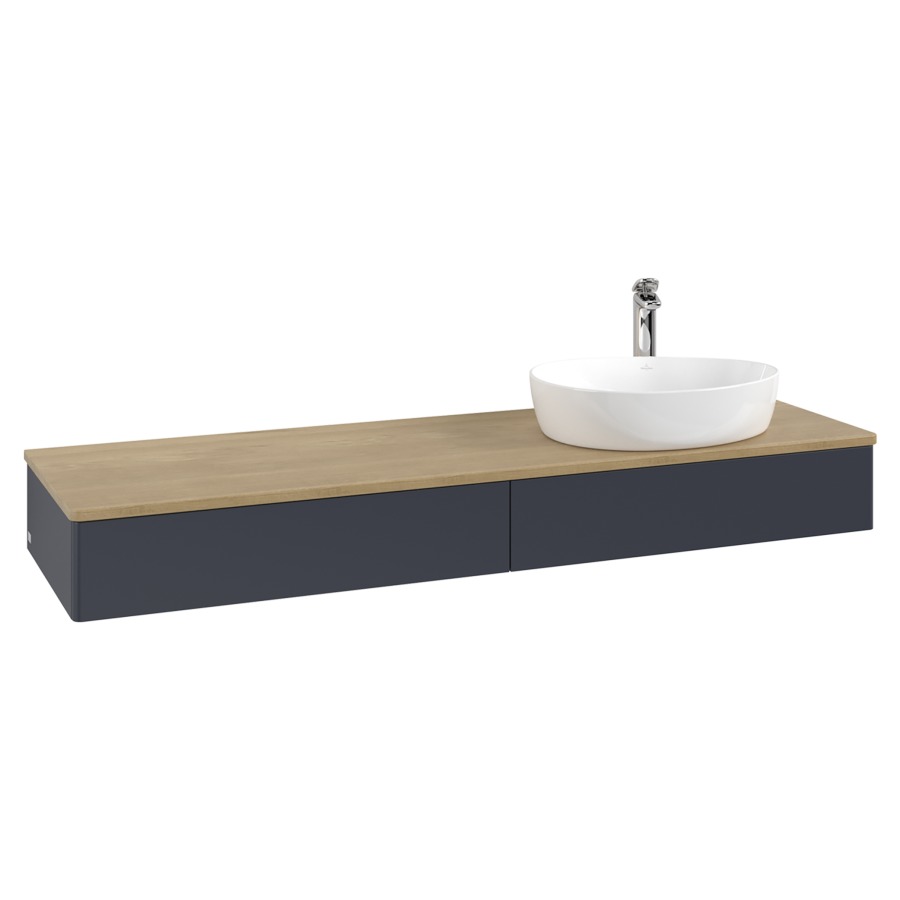 Élément inférieur  Antao
160 x 19 x 50 cm
2&nbsp;éléments de tiroir, 1&nbsp;tiroir chacune
lavabo à droite
avec siphon gain de place
avec matériel de fixation
pour 1 lavabo à poser 101037/101039/234171
recouvrement Honey Oak, 1 trou pour robinet