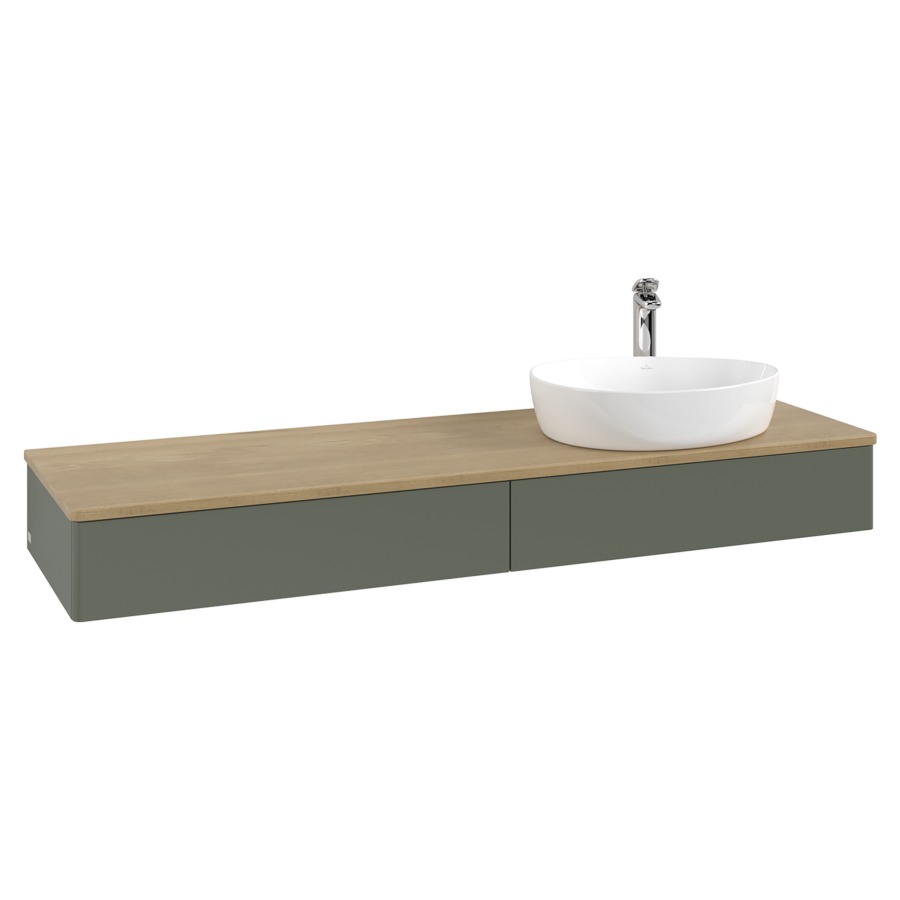 Élément inférieur  Antao
160 x 19 x 50 cm
2&nbsp;éléments de tiroir, 1&nbsp;tiroir chacune
lavabo à droite
avec siphon gain de place
avec matériel de fixation
pour 1 lavabo à poser 101037/101039/234171
recouvrement Honey Oak, 1 trou pour robinet