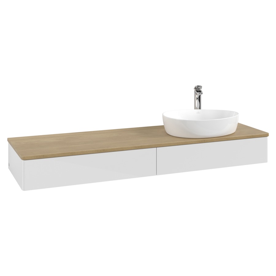 Élément inférieur  Antao
160 x 19 x 50 cm
2&nbsp;éléments de tiroir, 1&nbsp;tiroir chacune
lavabo à droite
avec siphon gain de place
avec matériel de fixation
pour 1 lavabo à poser 101037/101039/234171
recouvrement Honey Oak, 1 trou pour robinet
