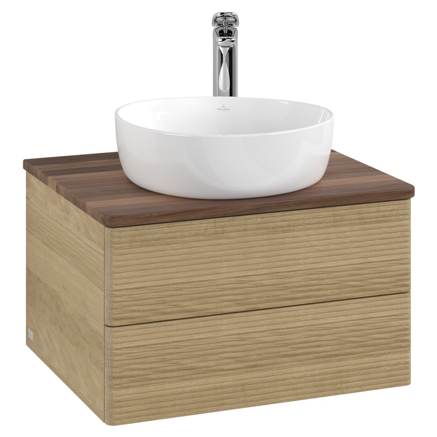 Élément inférieur  Antao
60 x 36 x 50 cm
élément de tiroir, 2&nbsp;tiroirs
avec siphon gain de place
avec matériel de fixation
pour 1 lavabo à poser 234182/234184/234185
recouvrement Warm Walnut, 1 trou pour robinet