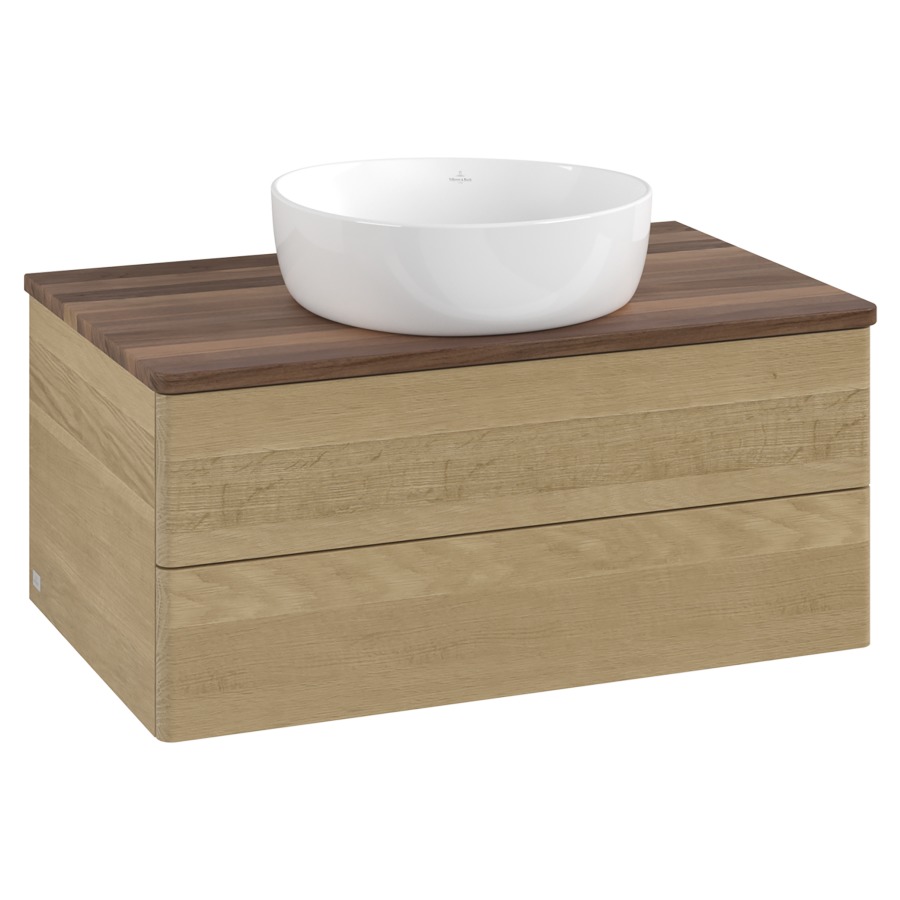 Élément inférieur  Antao
80 x 36 x 50 cm
élément de tiroir, 2&nbsp;tiroirs
avec siphon gain de place
avec matériel de fixation
pour 1 lavabo à poser 234182/234184/234185
recouvrement Warm Walnut
sans trou pour robinet