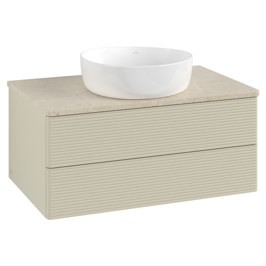 Élément inférieur  Antao
80 x 36 x 50 cm
élément de tiroir, 2&nbsp;tiroirs
avec siphon gain de place
avec matériel de fixation
pour 1 lavabo à poser 234182/234184/234185
recouvrement Botticino
sans trou pour robinet