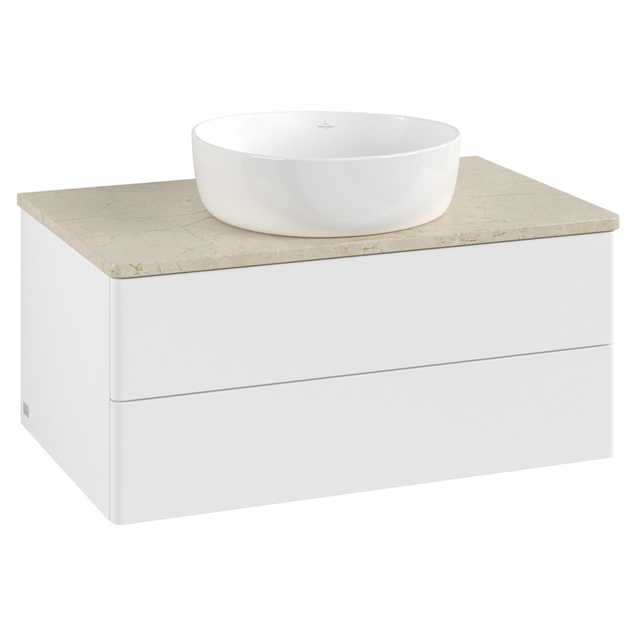 Élément inférieur  Antao
80 x 36 x 50 cm
élément de tiroir, 2&nbsp;tiroirs
avec siphon gain de place
avec matériel de fixation
pour 1 lavabo à poser 234182/234184/234185
recouvrement Botticino
sans trou pour robinet