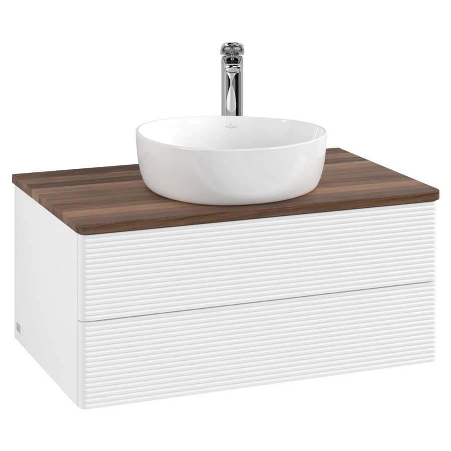 Élément inférieur  Antao
80 x 36 x 50 cm
élément de tiroir, 2&nbsp;tiroirs
avec siphon gain de place
avec matériel de fixation
pour 1 lavabo à poser 234182/234184/234185
recouvrement Warm Walnut, 1 trou pour robinet