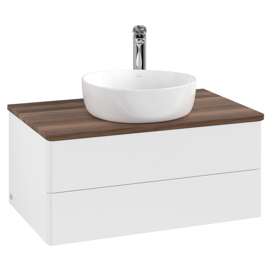 Élément inférieur  Antao
80 x 36 x 50 cm
élément de tiroir, 2&nbsp;tiroirs
avec siphon gain de place
avec matériel de fixation
pour 1 lavabo à poser 234182/234184/234185
recouvrement Warm Walnut, 1 trou pour robinet