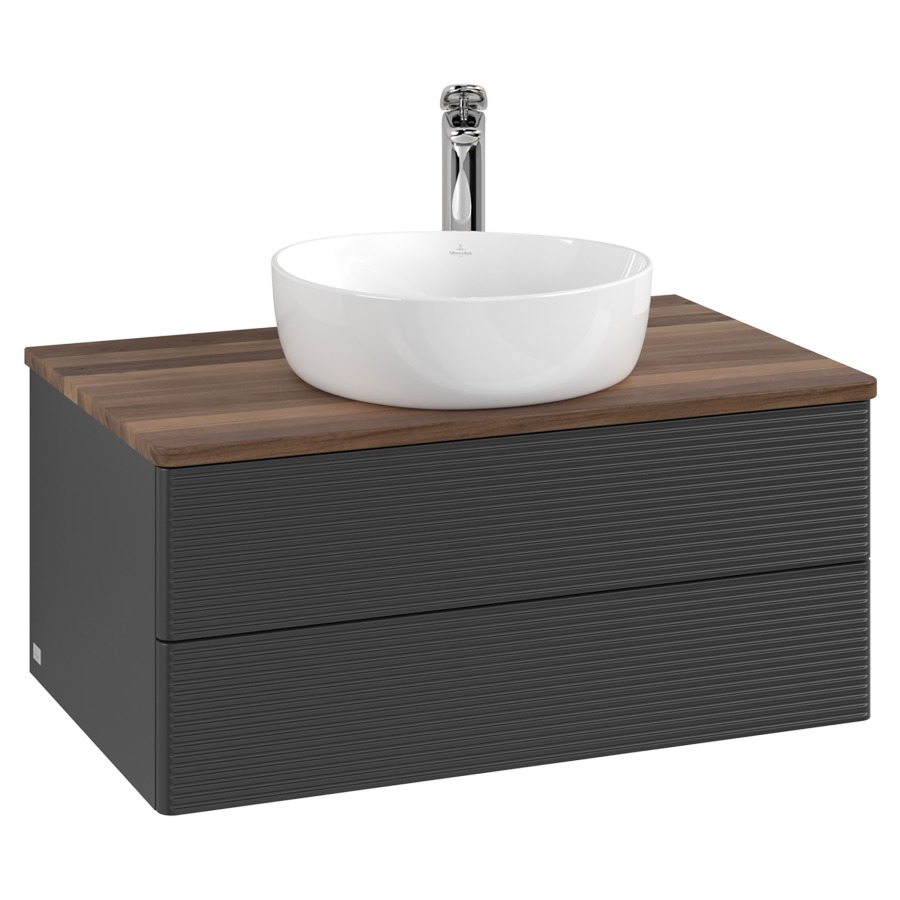 Élément inférieur  Antao
80 x 36 x 50 cm
élément de tiroir, 2&nbsp;tiroirs
avec siphon gain de place
avec matériel de fixation
pour 1 lavabo à poser 234182/234184/234185
recouvrement Warm Walnut, 1 trou pour robinet