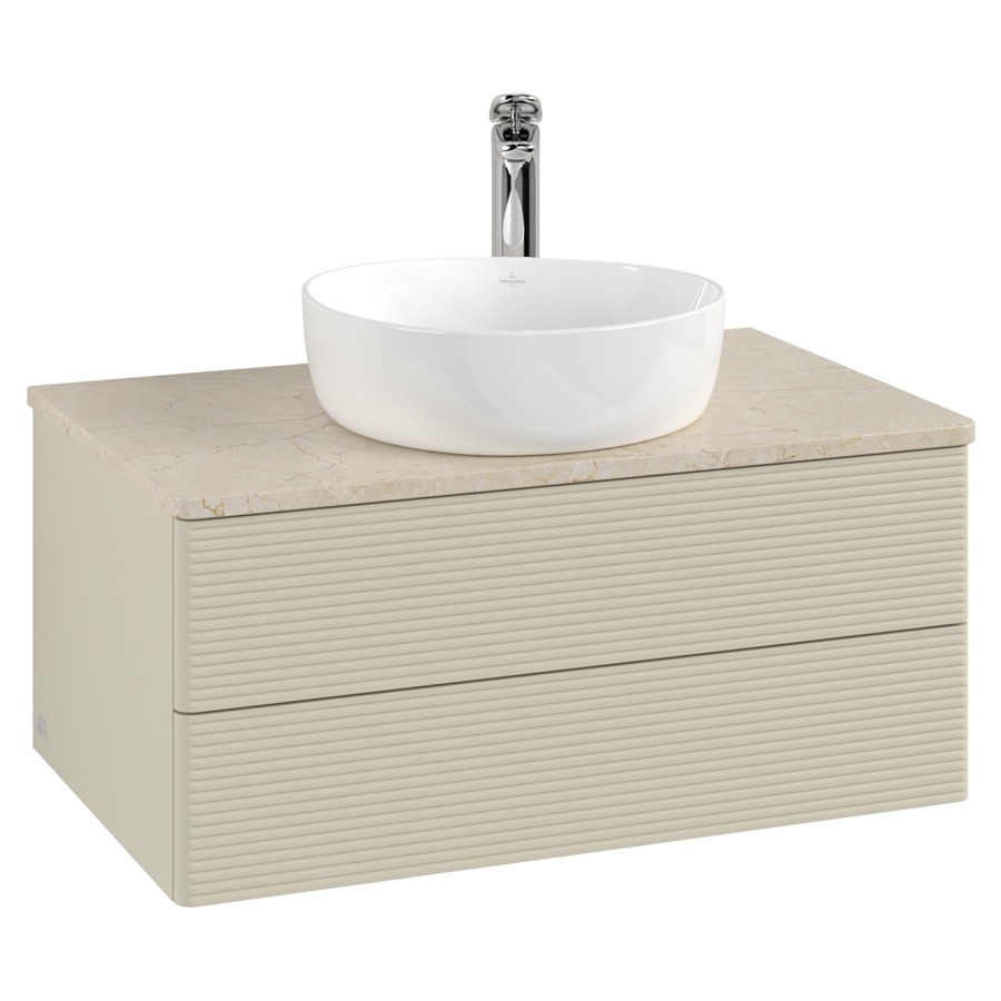 Élément inférieur  Antao
80 x 36 x 50 cm
élément de tiroir, 2&nbsp;tiroirs
avec siphon gain de place
avec matériel de fixation
pour 1 lavabo à poser 234182/234184/234185
recouvrement Botticino, 1 trou pour robinet
