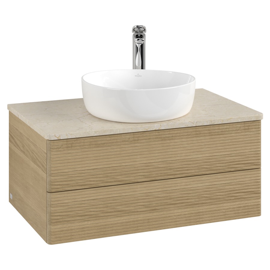 Élément inférieur  Antao
80 x 36 x 50 cm
élément de tiroir, 2&nbsp;tiroirs
avec siphon gain de place
avec matériel de fixation
pour 1 lavabo à poser 234182/234184/234185
recouvrement Botticino, 1 trou pour robinet