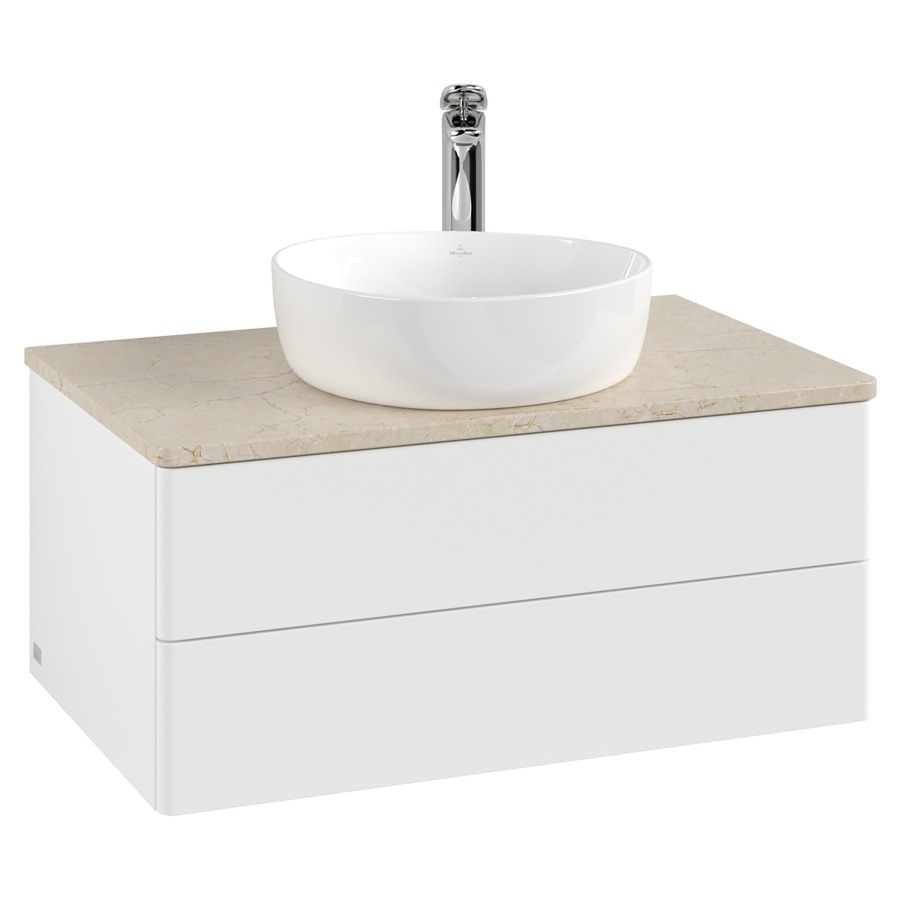 Élément inférieur  Antao
80 x 36 x 50 cm
élément de tiroir, 2&nbsp;tiroirs
avec siphon gain de place
avec matériel de fixation
pour 1 lavabo à poser 234182/234184/234185
recouvrement Botticino, 1 trou pour robinet