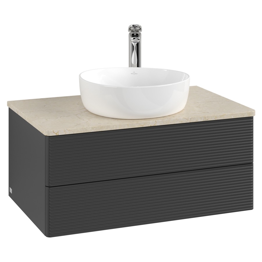 Élément inférieur  Antao
80 x 36 x 50 cm
élément de tiroir, 2&nbsp;tiroirs
avec siphon gain de place
avec matériel de fixation
pour 1 lavabo à poser 234182/234184/234185
recouvrement Botticino, 1 trou pour robinet