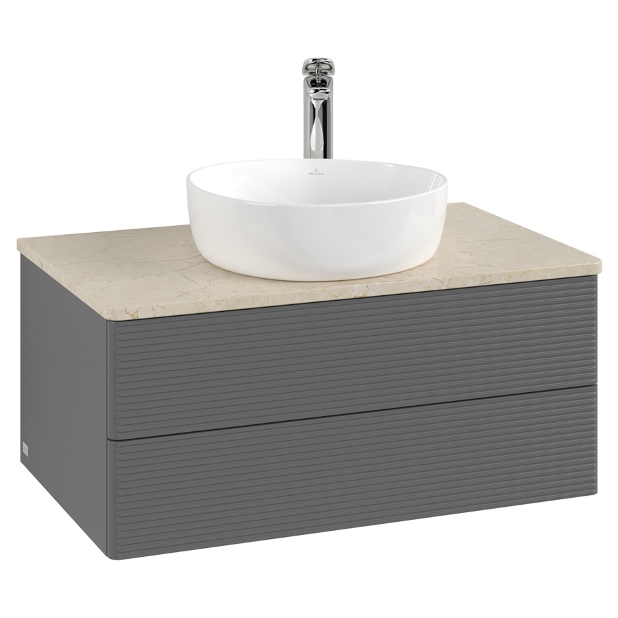 Élément inférieur  Antao
80 x 36 x 50 cm
élément de tiroir, 2&nbsp;tiroirs
avec siphon gain de place
avec matériel de fixation
pour 1 lavabo à poser 234182/234184/234185
recouvrement Botticino, 1 trou pour robinet