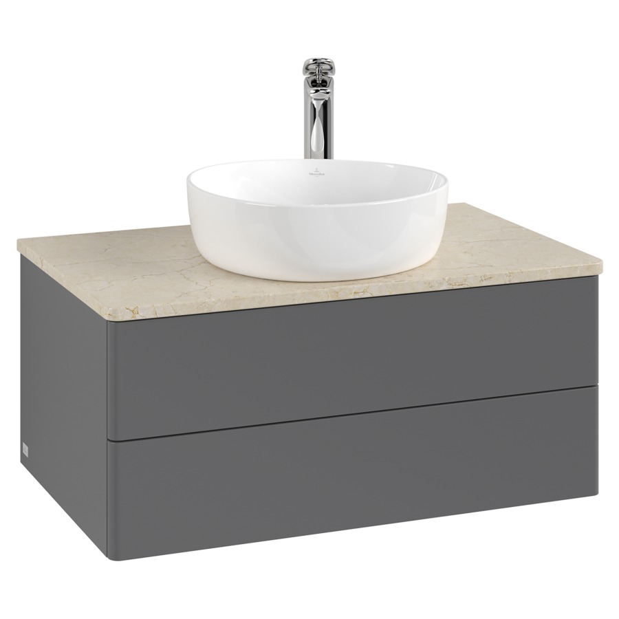 Élément inférieur  Antao
80 x 36 x 50 cm
élément de tiroir, 2&nbsp;tiroirs
avec siphon gain de place
avec matériel de fixation
pour 1 lavabo à poser 234182/234184/234185
recouvrement Botticino, 1 trou pour robinet