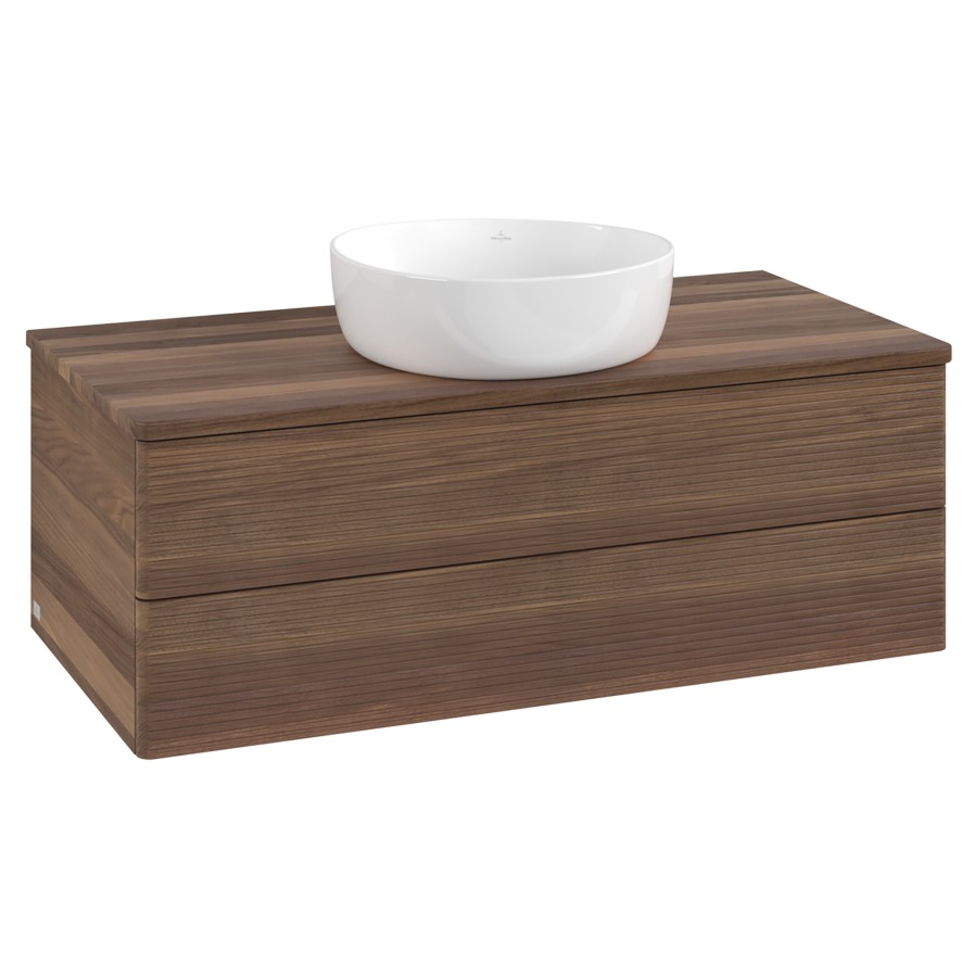 Élément inférieur  Antao
100 x 36 x 50 cm
élément de tiroir, 2&nbsp;tiroirs
avec siphon gain de place
avec matériel de fixation
pour 1 lavabo à poser 234171/234172/234173
recouvrement Warm Walnut
sans trou pour robinet
