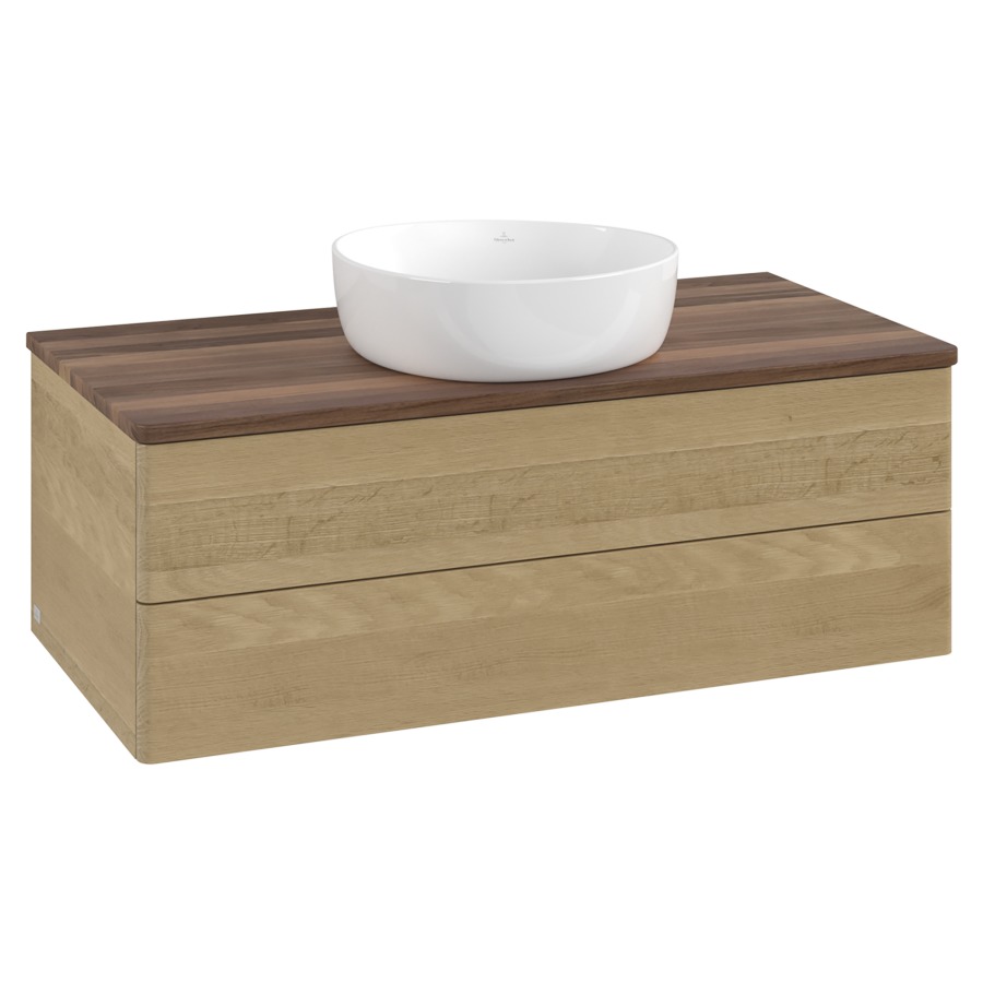 Élément inférieur  Antao
100 x 36 x 50 cm
élément de tiroir, 2&nbsp;tiroirs
avec siphon gain de place
avec matériel de fixation
pour 1 lavabo à poser 234171/234172/234173
recouvrement Warm Walnut
sans trou pour robinet