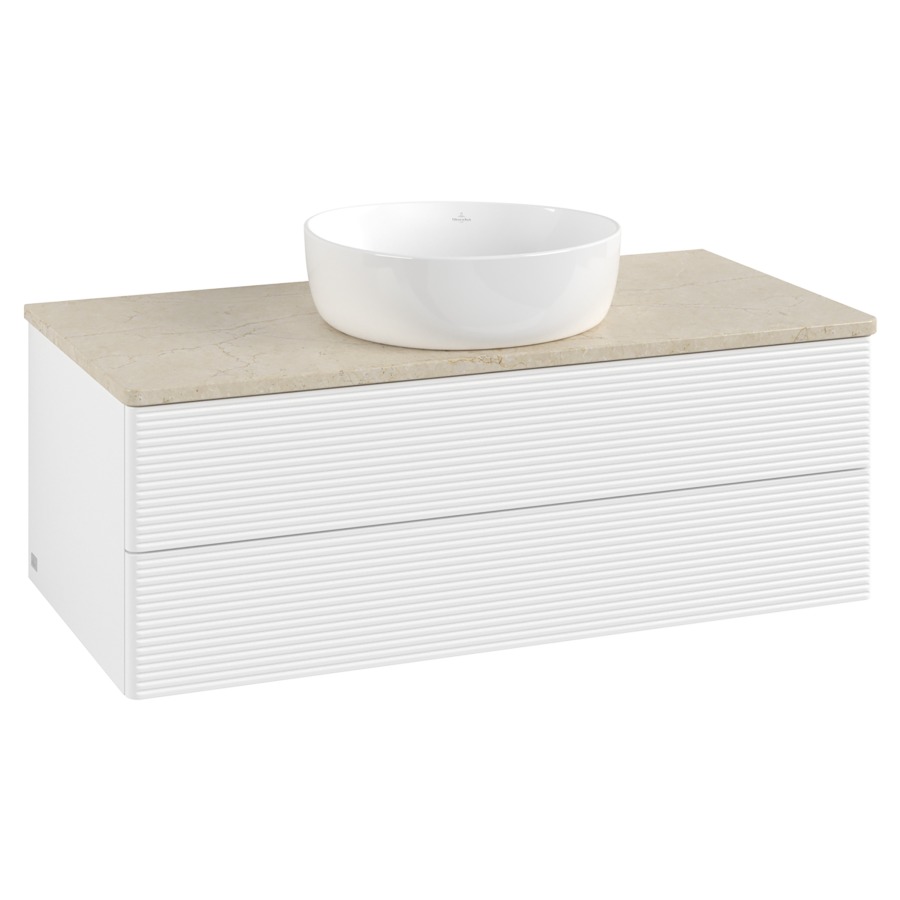 Élément inférieur  Antao
100 x 36 x 50 cm
élément de tiroir, 2&nbsp;tiroirs
avec siphon gain de place
avec matériel de fixation
pour 1 lavabo à poser 234171/234172/234173
recouvrement Botticino
sans trou pour robinet