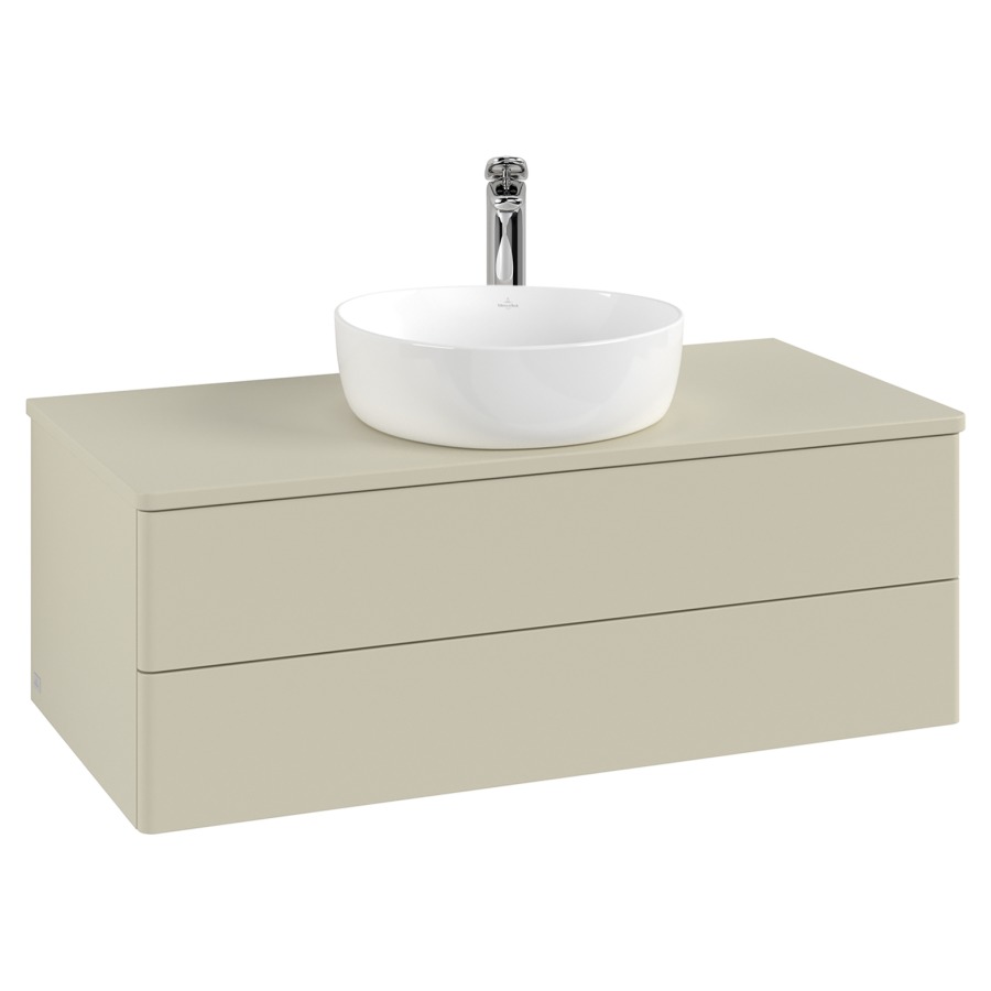 Élément inférieur  Antao
100 x 36 x 50 cm
élément de tiroir, 2&nbsp;tiroirs
avec siphon gain de place
avec matériel de fixation
pour 1 lavabo à poser 101037/101039/234171
recouvrement avec 1 trou pour robinet