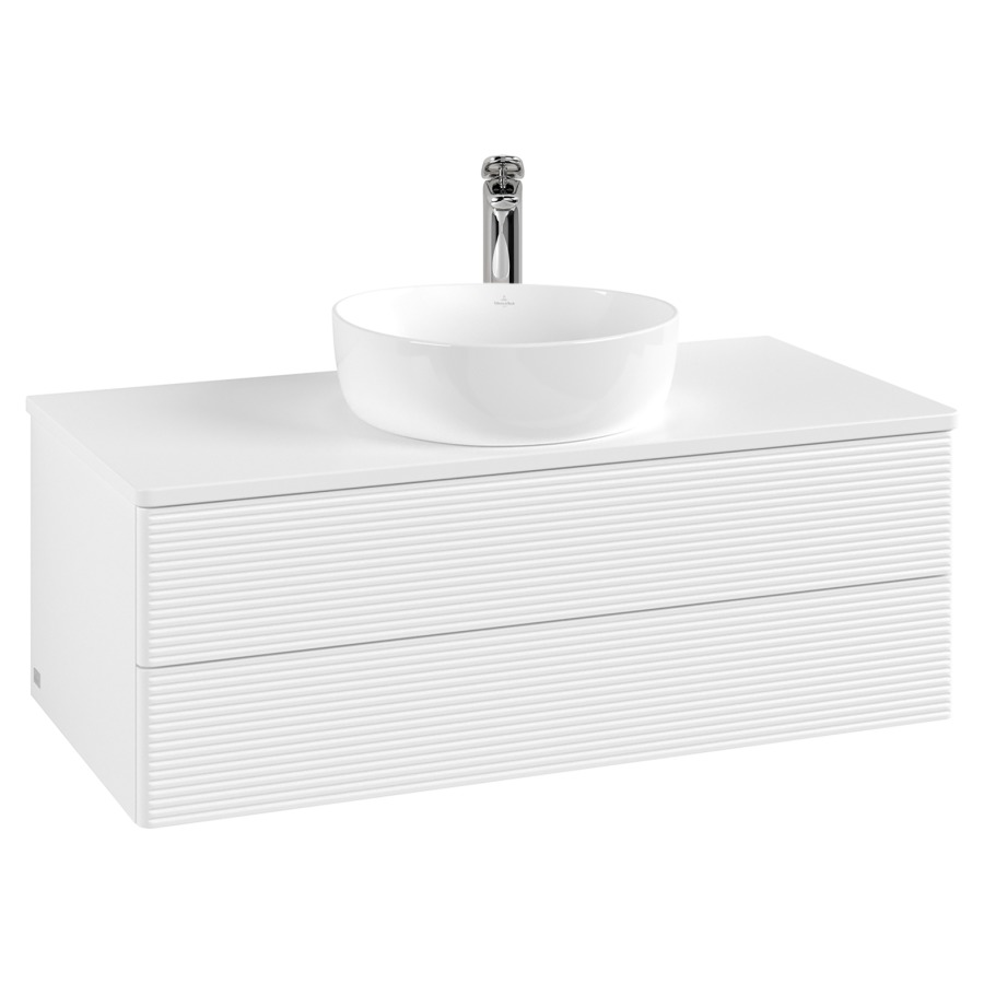 Élément inférieur  Antao
100 x 36 x 50 cm
élément de tiroir, 2&nbsp;tiroirs
avec siphon gain de place
avec matériel de fixation
pour 1 lavabo à poser 101037/101039/234171
recouvrement avec 1 trou pour robinet
