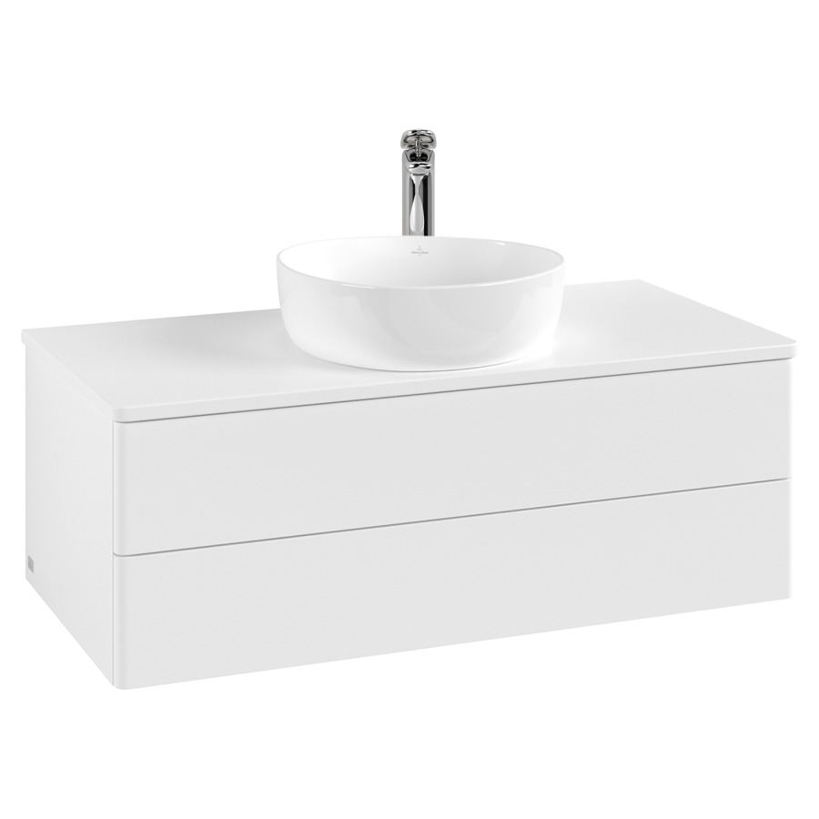 Élément inférieur  Antao
100 x 36 x 50 cm
élément de tiroir, 2&nbsp;tiroirs
avec siphon gain de place
avec matériel de fixation
pour 1 lavabo à poser 101037/101039/234171
recouvrement avec 1 trou pour robinet