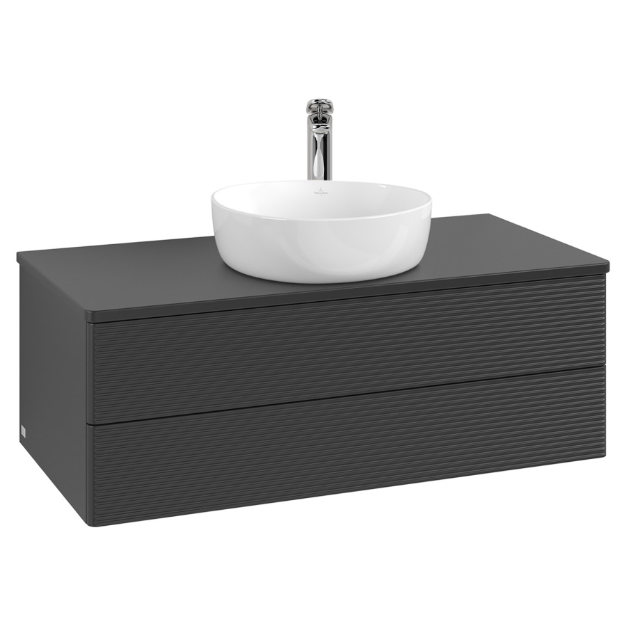 Élément inférieur  Antao
100 x 36 x 50 cm
élément de tiroir, 2&nbsp;tiroirs
avec siphon gain de place
avec matériel de fixation
pour 1 lavabo à poser 101037/101039/234171
recouvrement avec 1 trou pour robinet