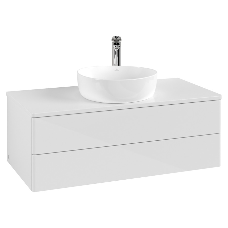 Élément inférieur  Antao
100 x 36 x 50 cm
élément de tiroir, 2&nbsp;tiroirs
avec siphon gain de place
avec matériel de fixation
pour 1 lavabo à poser 101037/101039/234171
recouvrement avec 1 trou pour robinet