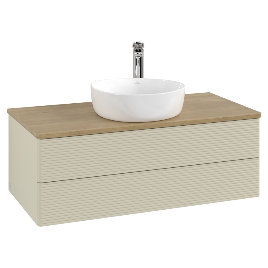 Élément inférieur  Antao
100 x 36 x 50 cm
élément de tiroir, 2&nbsp;tiroirs
avec siphon gain de place
avec matériel de fixation
pour 1 lavabo à poser 101037/101039/234171
recouvrement Honey Oak, 1 trou pour robinet