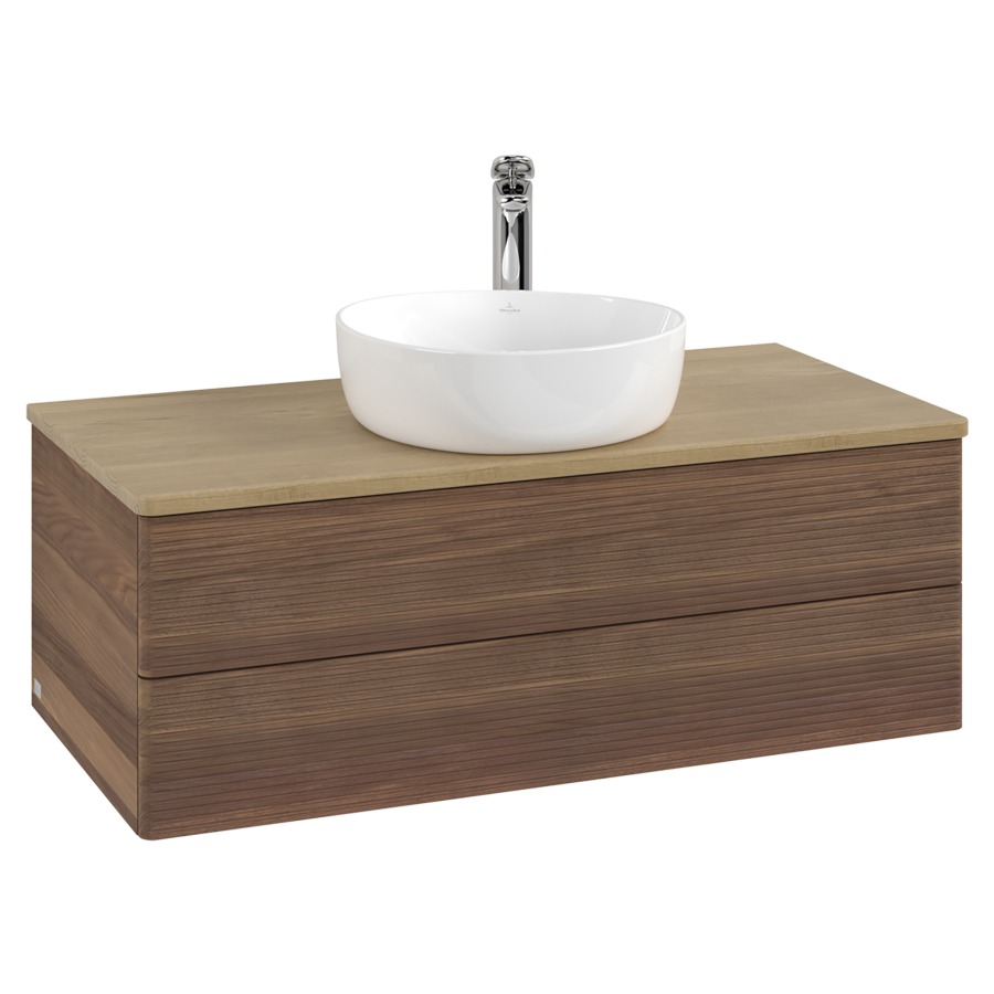 Élément inférieur  Antao
100 x 36 x 50 cm
élément de tiroir, 2&nbsp;tiroirs
avec siphon gain de place
avec matériel de fixation
pour 1 lavabo à poser 101037/101039/234171
recouvrement Honey Oak, 1 trou pour robinet