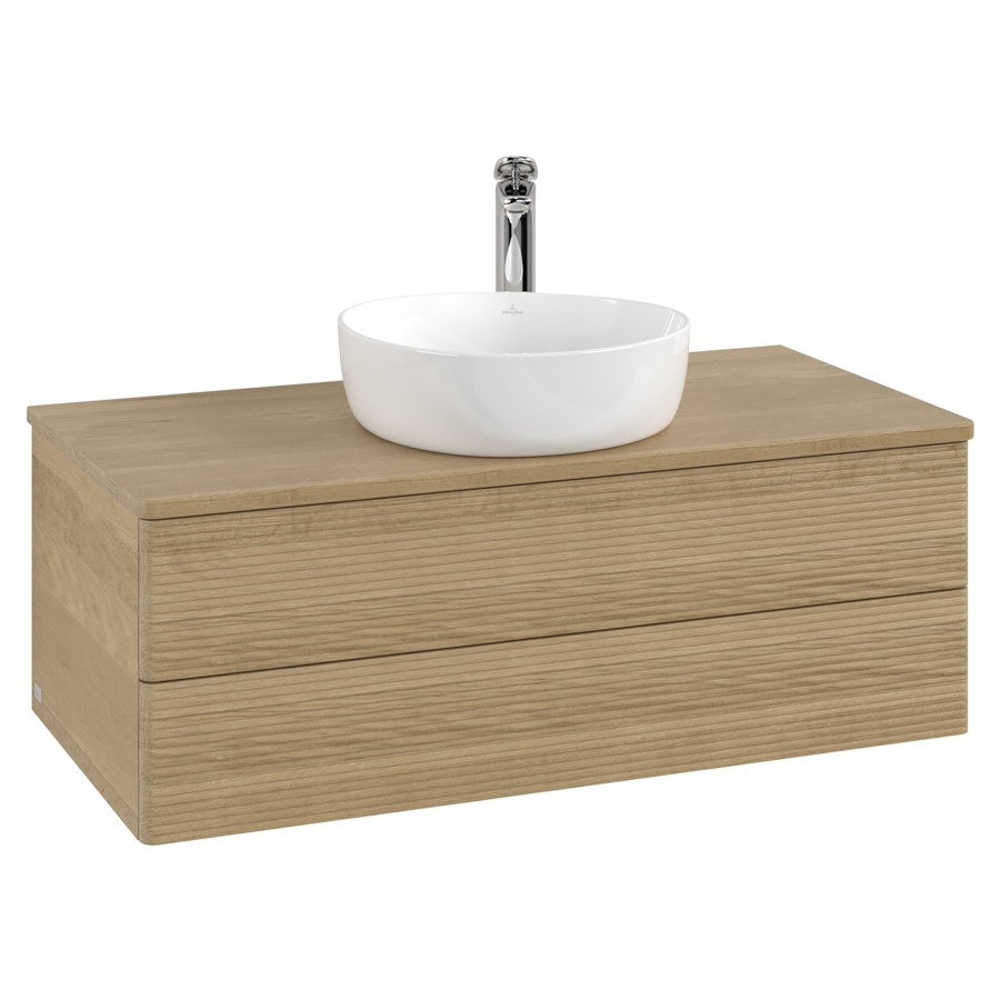Élément inférieur  Antao
100 x 36 x 50 cm
élément de tiroir, 2&nbsp;tiroirs
avec siphon gain de place
avec matériel de fixation
pour 1 lavabo à poser 101037/101039/234171
recouvrement Honey Oak, 1 trou pour robinet