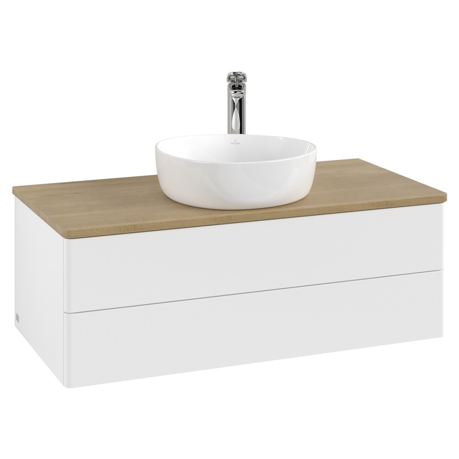 Élément inférieur  Antao
100 x 36 x 50 cm
élément de tiroir, 2&nbsp;tiroirs
avec siphon gain de place
avec matériel de fixation
pour 1 lavabo à poser 101037/101039/234171
recouvrement Honey Oak, 1 trou pour robinet