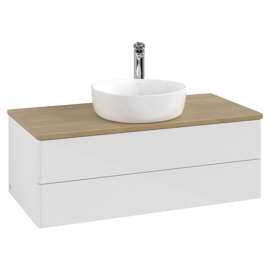Élément inférieur  Antao
100 x 36 x 50 cm
élément de tiroir, 2&nbsp;tiroirs
avec siphon gain de place
avec matériel de fixation
pour 1 lavabo à poser 101037/101039/234171
recouvrement Honey Oak, 1 trou pour robinet