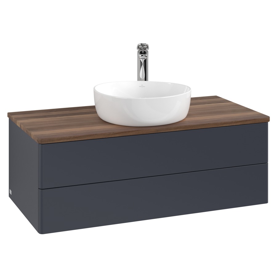 Élément inférieur  Antao
100 x 36 x 50 cm
élément de tiroir, 2&nbsp;tiroirs
avec siphon gain de place
avec matériel de fixation
pour 1 lavabo à poser 101037/101039/234171
recouvrement Warm Walnut, 1 trou pour robinet