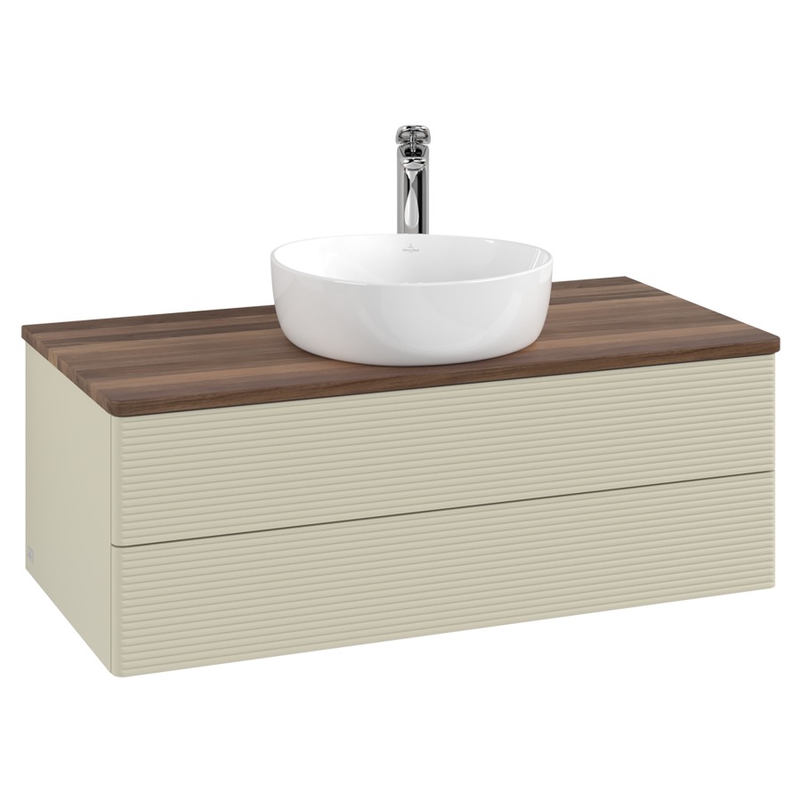 Élément inférieur  Antao
100 x 36 x 50 cm
élément de tiroir, 2&nbsp;tiroirs
avec siphon gain de place
avec matériel de fixation
pour 1 lavabo à poser 101037/101039/234171
recouvrement Warm Walnut, 1 trou pour robinet