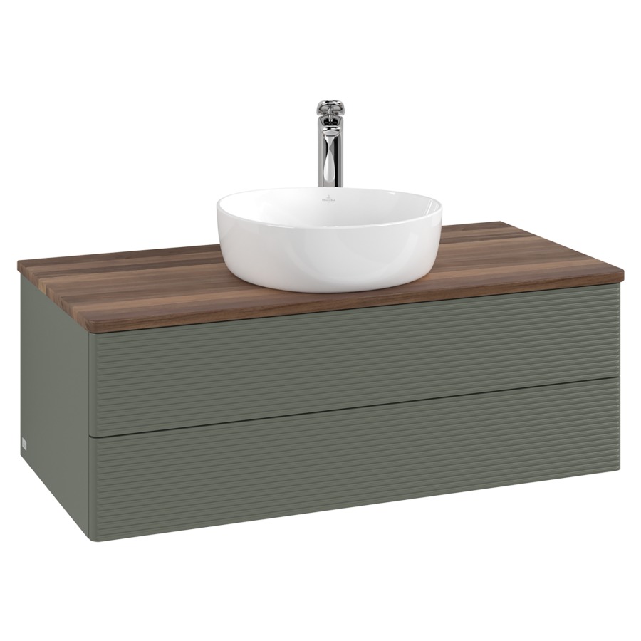 Élément inférieur  Antao
100 x 36 x 50 cm
élément de tiroir, 2&nbsp;tiroirs
avec siphon gain de place
avec matériel de fixation
pour 1 lavabo à poser 101037/101039/234171
recouvrement Warm Walnut, 1 trou pour robinet