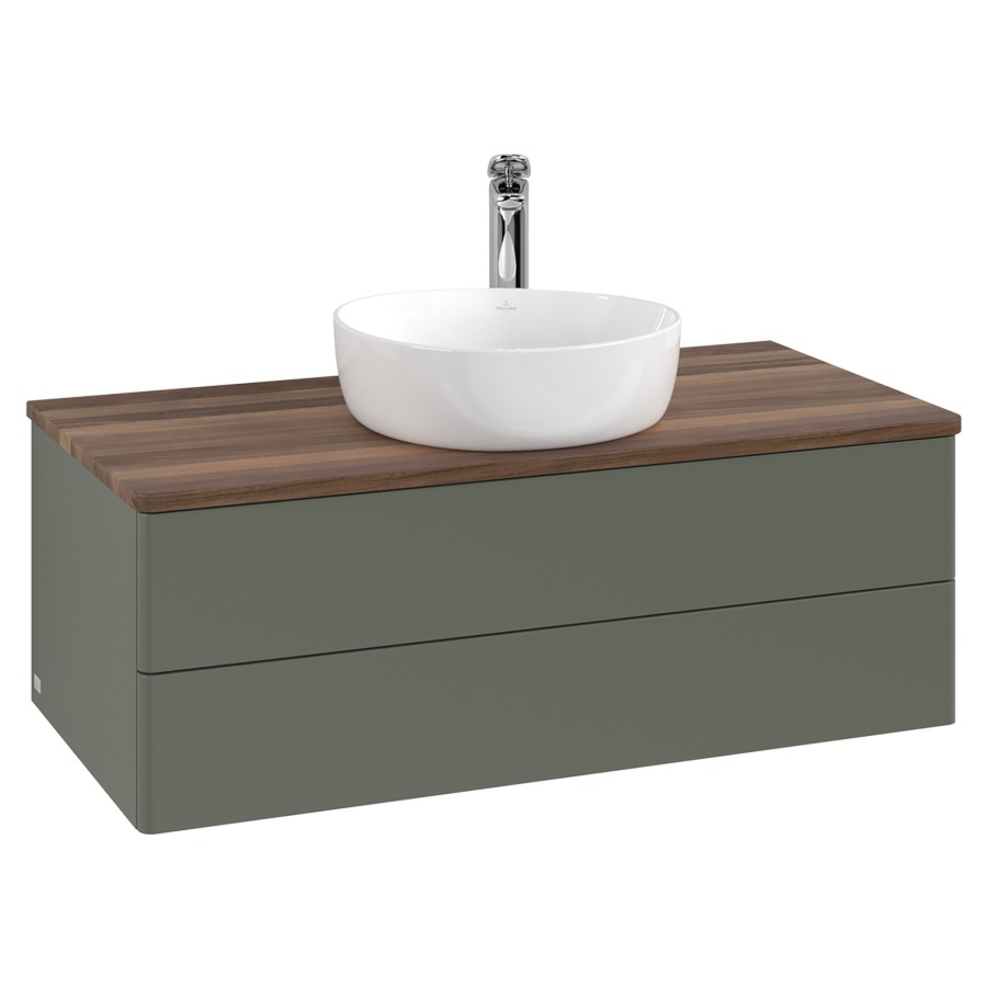 Élément inférieur  Antao
100 x 36 x 50 cm
élément de tiroir, 2&nbsp;tiroirs
avec siphon gain de place
avec matériel de fixation
pour 1 lavabo à poser 101037/101039/234171
recouvrement Warm Walnut, 1 trou pour robinet