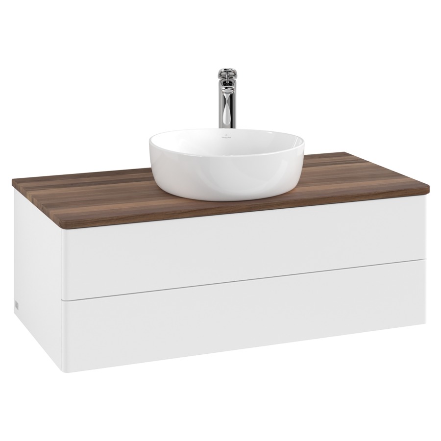 Élément inférieur  Antao
100 x 36 x 50 cm
élément de tiroir, 2&nbsp;tiroirs
avec siphon gain de place
avec matériel de fixation
pour 1 lavabo à poser 101037/101039/234171
recouvrement Warm Walnut, 1 trou pour robinet