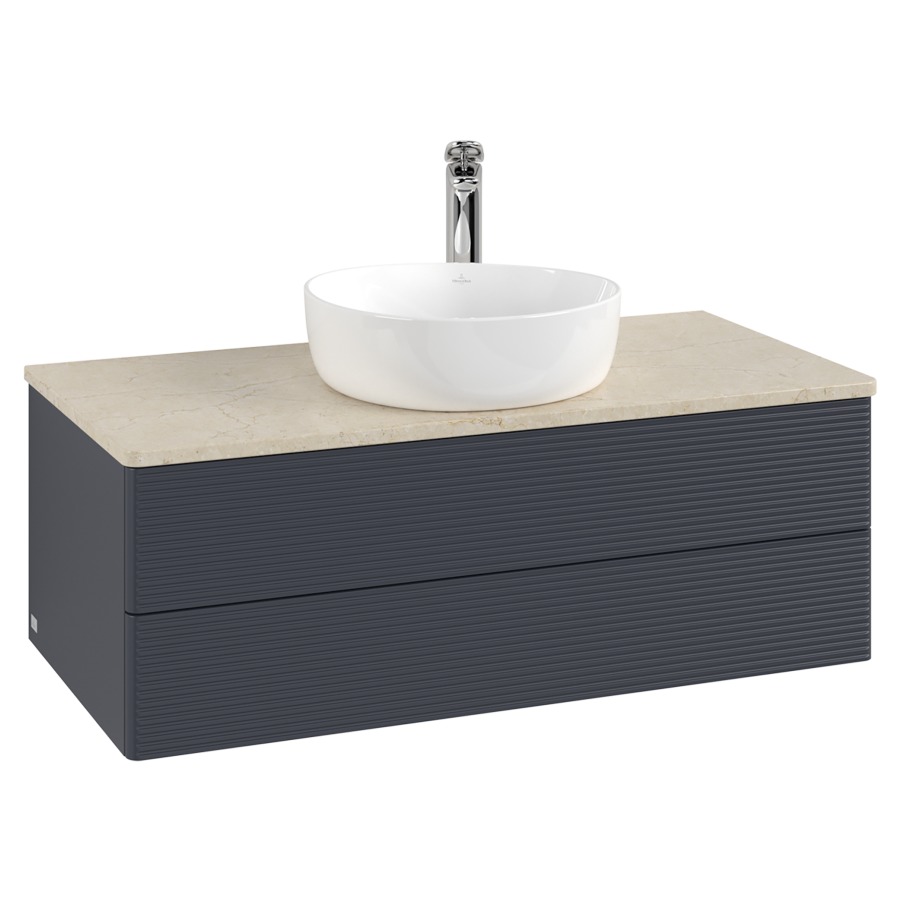 Élément inférieur  Antao
100 x 36 x 50 cm
élément de tiroir, 2&nbsp;tiroirs
avec siphon gain de place
avec matériel de fixation
pour 1 lavabo à poser 101037/101039/234171
recouvrement Botticino, 1 trou pour robinet