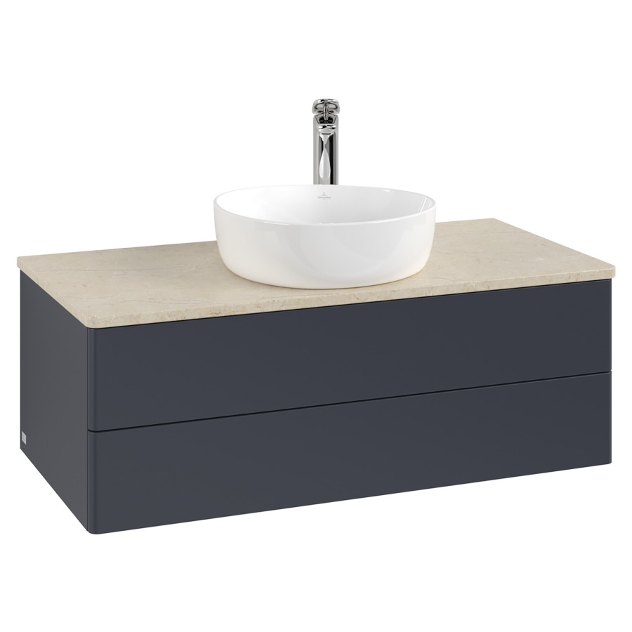 Élément inférieur  Antao
100 x 36 x 50 cm
élément de tiroir, 2&nbsp;tiroirs
avec siphon gain de place
avec matériel de fixation
pour 1 lavabo à poser 101037/101039/234171
recouvrement Botticino, 1 trou pour robinet