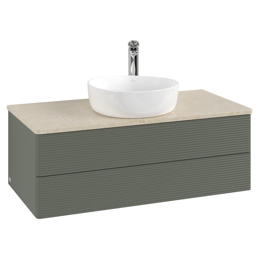 Élément inférieur  Antao
100 x 36 x 50 cm
élément de tiroir, 2&nbsp;tiroirs
avec siphon gain de place
avec matériel de fixation
pour 1 lavabo à poser 101037/101039/234171
recouvrement Botticino, 1 trou pour robinet