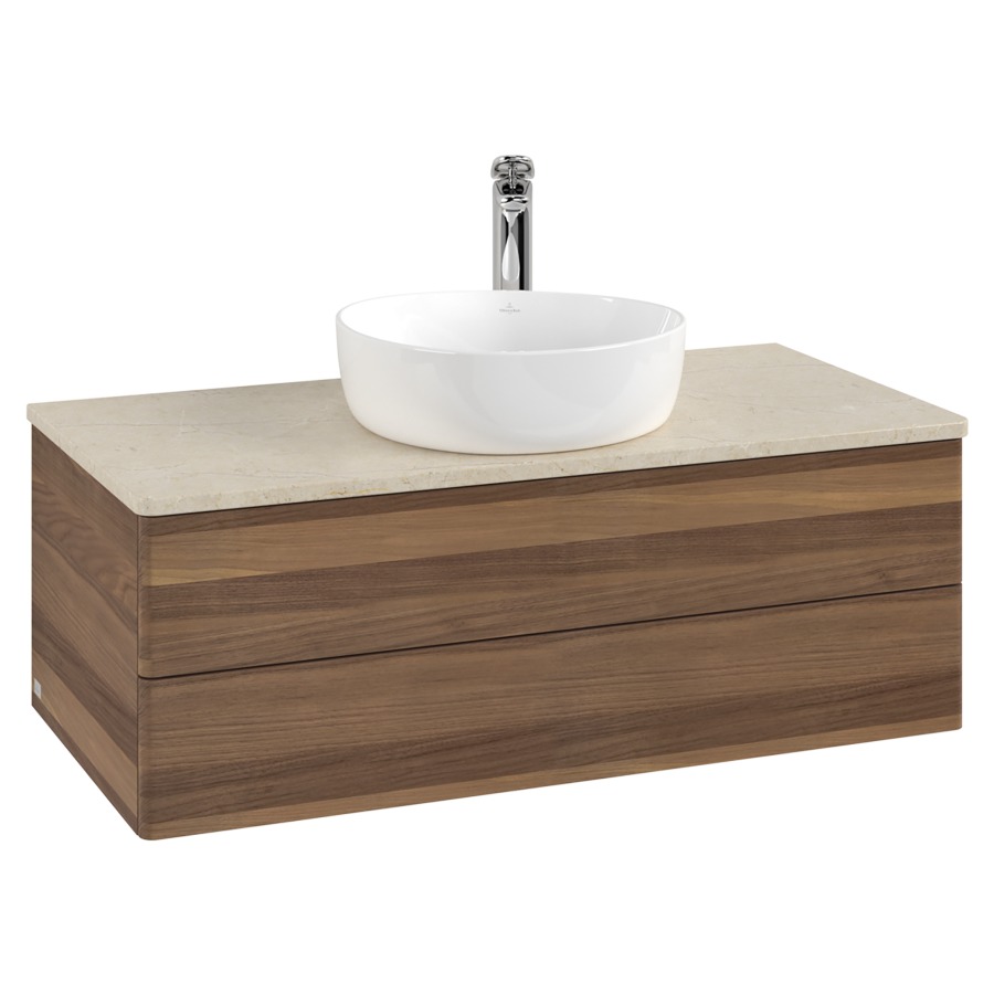 Élément inférieur  Antao
100 x 36 x 50 cm
élément de tiroir, 2&nbsp;tiroirs
avec siphon gain de place
avec matériel de fixation
pour 1 lavabo à poser 101037/101039/234171
recouvrement Botticino, 1 trou pour robinet