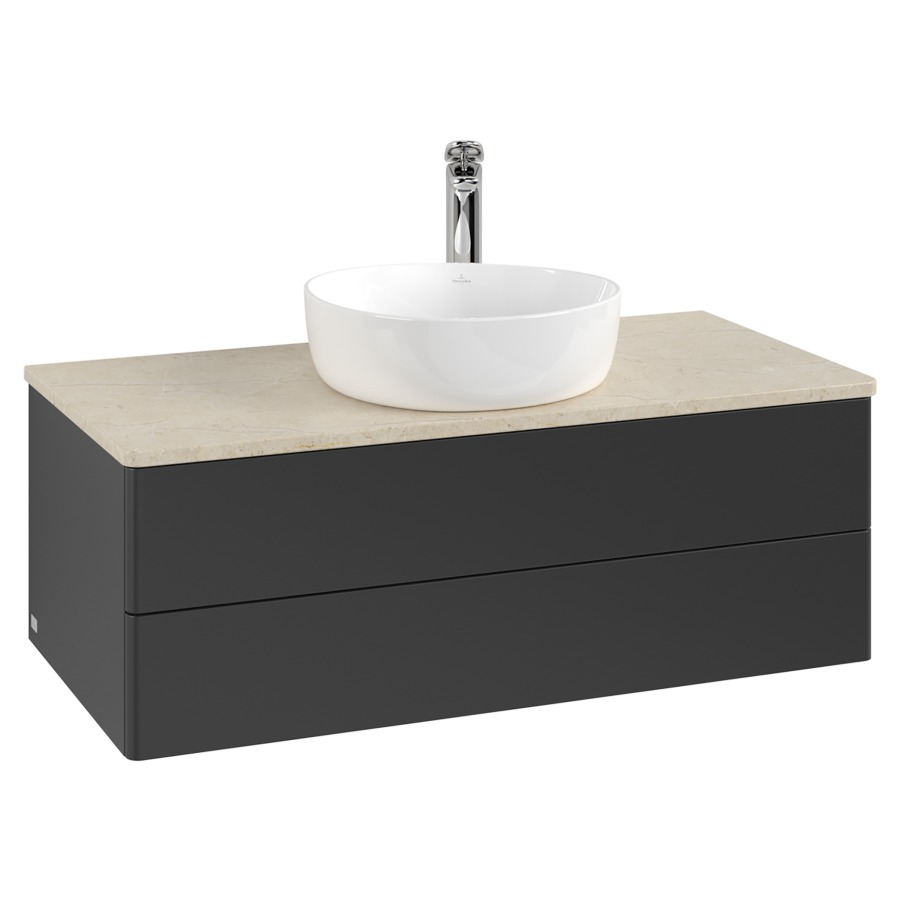 Élément inférieur  Antao
100 x 36 x 50 cm
élément de tiroir, 2&nbsp;tiroirs
avec siphon gain de place
avec matériel de fixation
pour 1 lavabo à poser 101037/101039/234171
recouvrement Botticino, 1 trou pour robinet