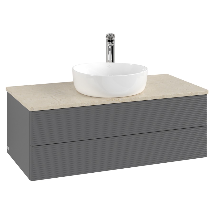 Élément inférieur  Antao
100 x 36 x 50 cm
élément de tiroir, 2&nbsp;tiroirs
avec siphon gain de place
avec matériel de fixation
pour 1 lavabo à poser 101037/101039/234171
recouvrement Botticino, 1 trou pour robinet
