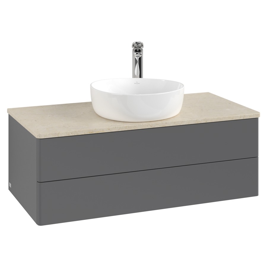 Élément inférieur  Antao
100 x 36 x 50 cm
élément de tiroir, 2&nbsp;tiroirs
avec siphon gain de place
avec matériel de fixation
pour 1 lavabo à poser 101037/101039/234171
recouvrement Botticino, 1 trou pour robinet