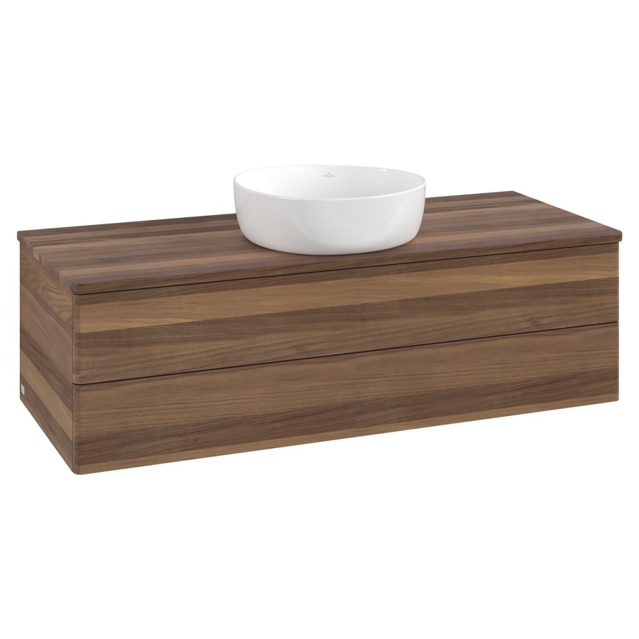 Élément inférieur  Antao
120 x 36 x 50 cm
élément de tiroir, 2&nbsp;tiroirs
avec siphon gain de place
avec matériel de fixation
pour 1 lavabo à poser 234171/234172/234173
recouvrement Warm Walnut
sans trou pour robinet