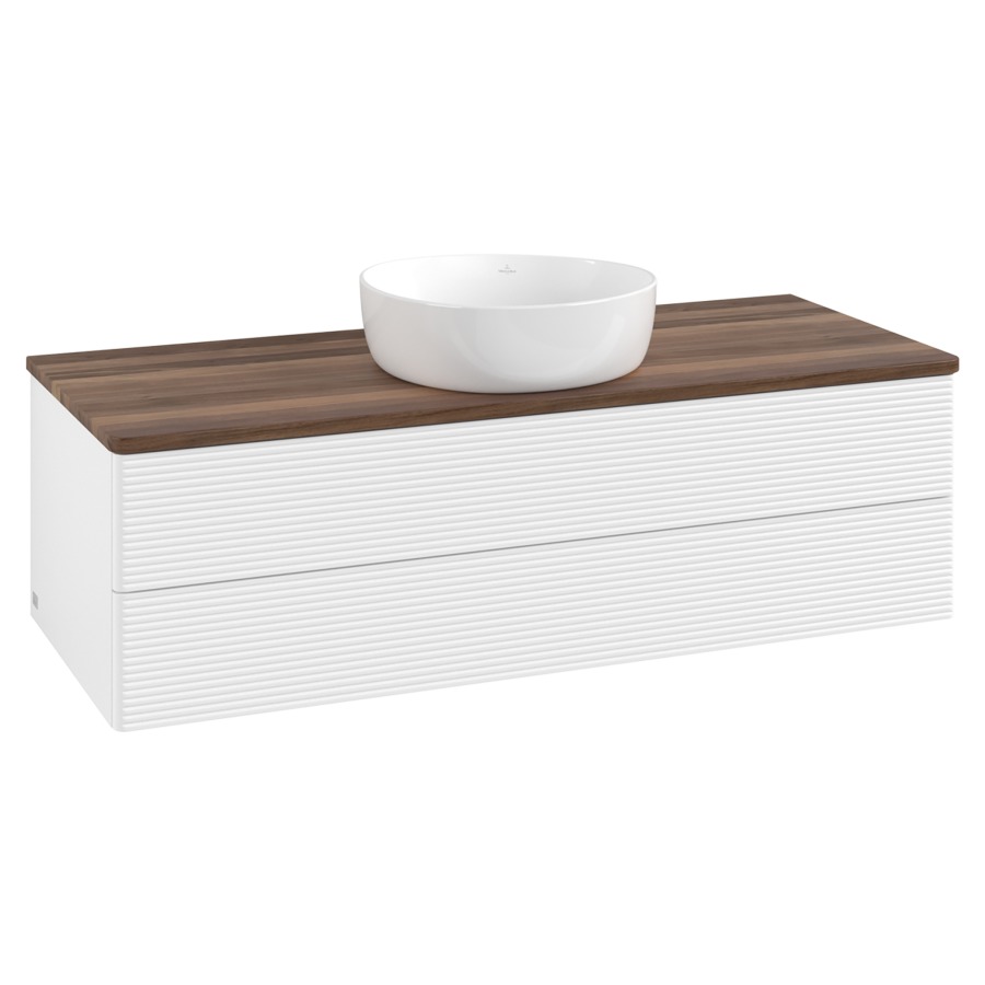 Élément inférieur  Antao
120 x 36 x 50 cm
élément de tiroir, 2&nbsp;tiroirs
avec siphon gain de place
avec matériel de fixation
pour 1 lavabo à poser 234171/234172/234173
recouvrement Warm Walnut
sans trou pour robinet